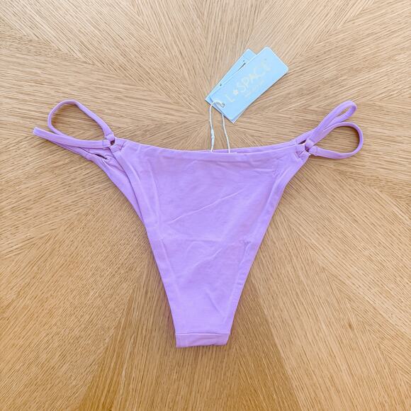 L Space Bikini Bottom Medium Jewel Purple Wilder‎ Double Strap Summer Beach Swim - Picture 5 of 7